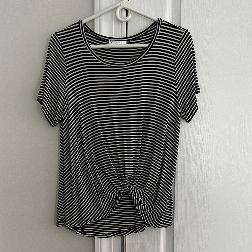 On The Road Black and White Striped Short Sleeve Tee